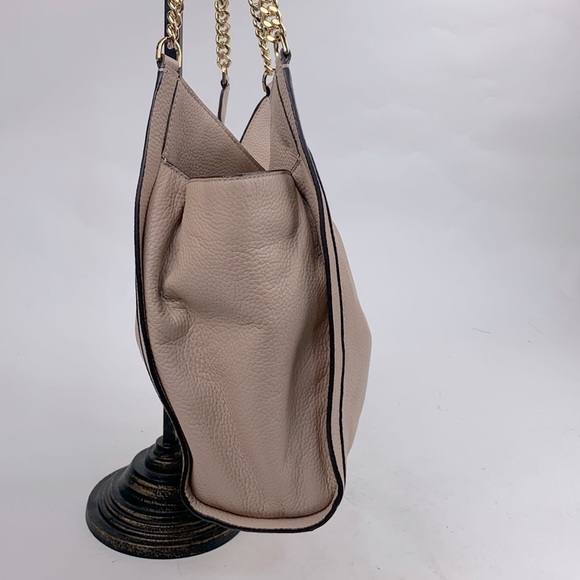 Michael Kors Newbury Soft nude Leather Shoulder Tote Handbag Gold Chain New NWOT - Picture 5 of 16
